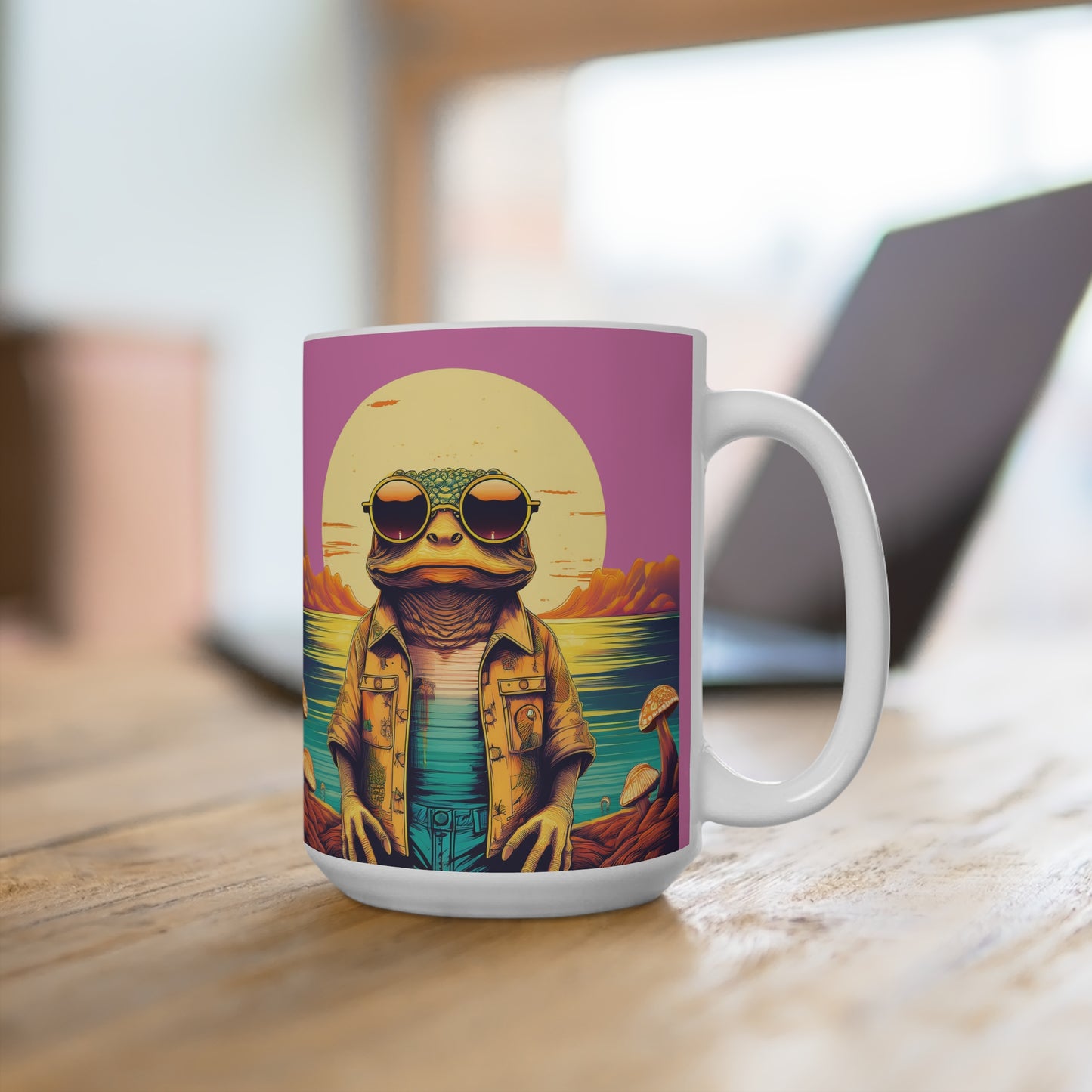 Trippy Twilight Toad Mug – Sip in Psychedelic Serenity | 15oz Ceramic Mug