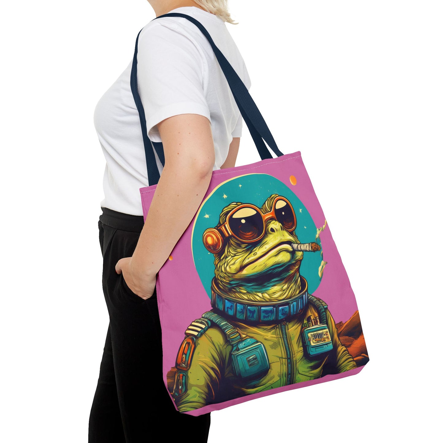 Space Smoker Toad Tote – Chill in the Cosmic Clouds | Retro Space Essential