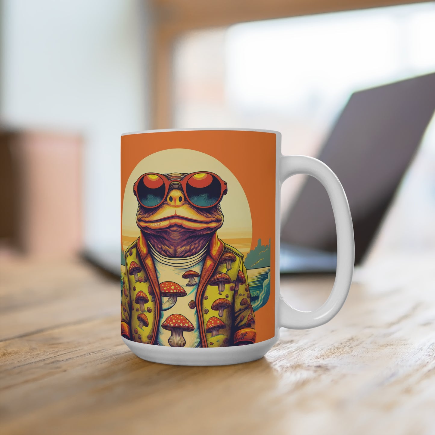 Golden Glow Toad Mug – Energize with Psychedelic Sunshine | 15oz Ceramic Mug