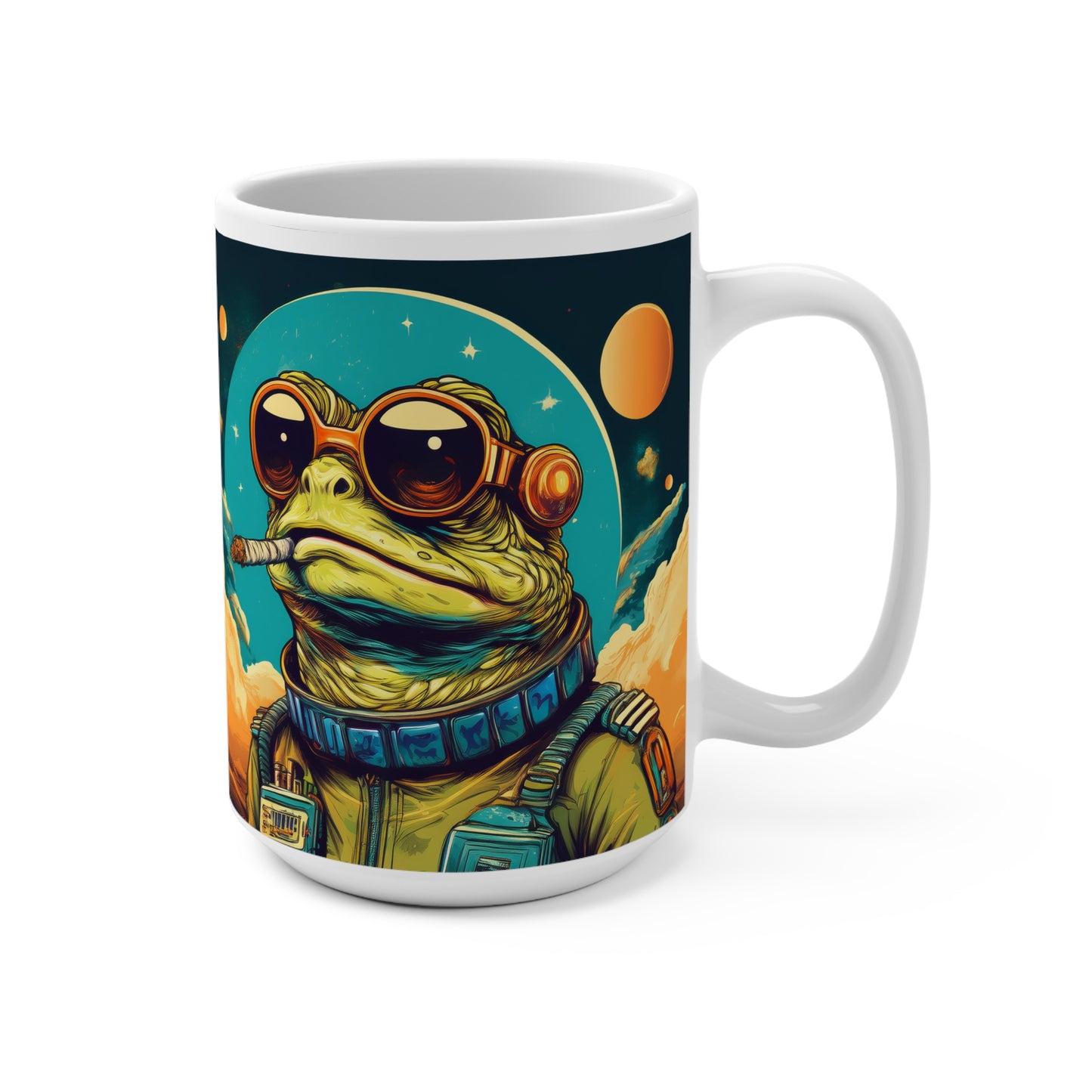 Space Smoker Toad Mug – Sip with Stellar Style | 15oz Retro Space Mug