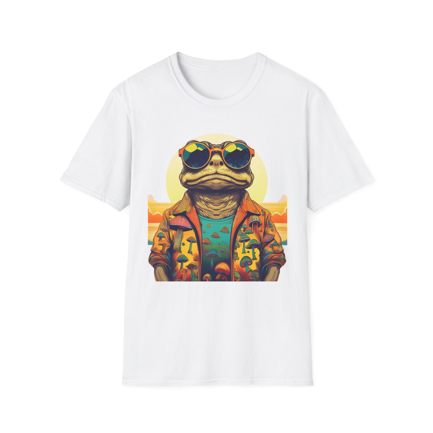 Sunset Shroom Toad Tee – Immerse in Psychedelic Bliss | Festival Essential