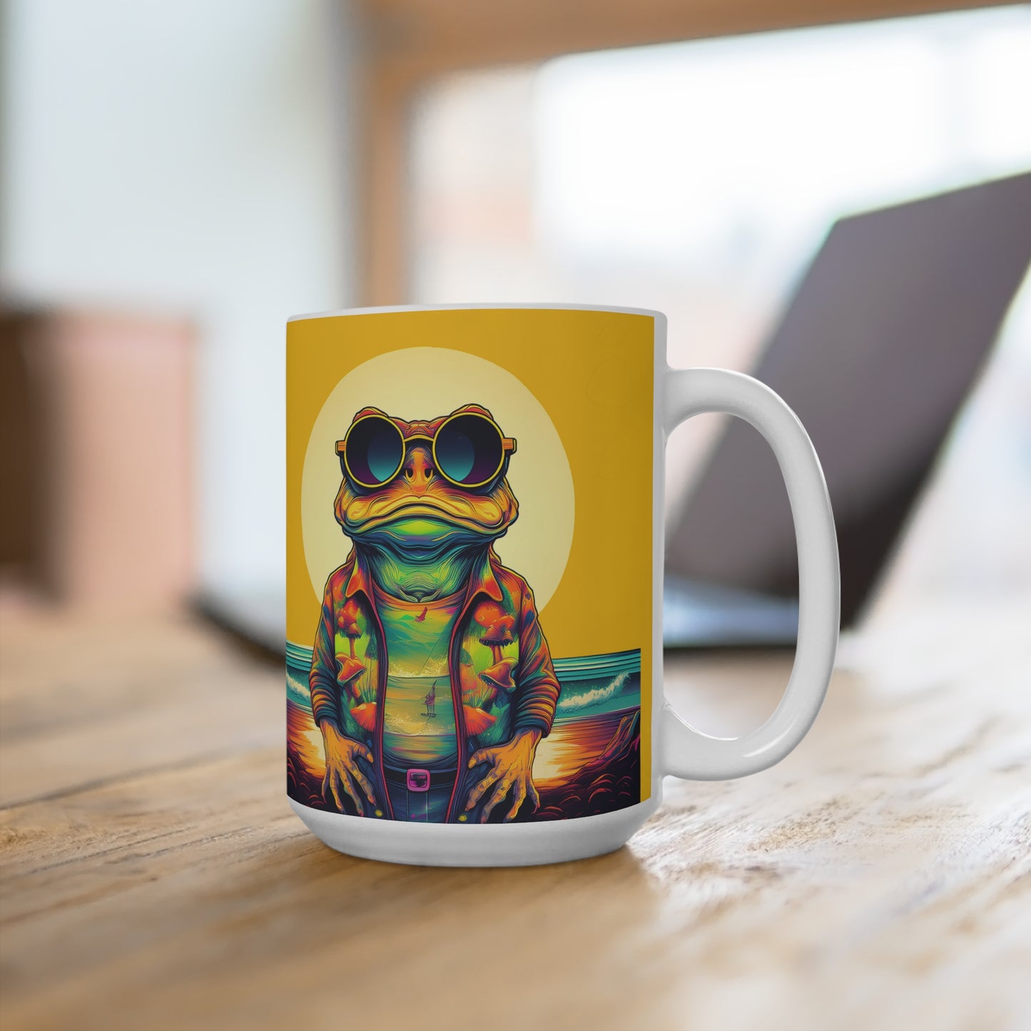 Ocean Trance Toad Mug – Start Your Day in Psychedelic Peace | 15oz Ceramic Mug