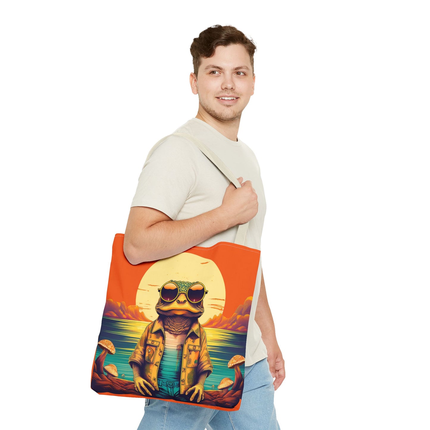 Trippy Twilight Toad Tote – Glow Through the Day with Psychedelic Magic