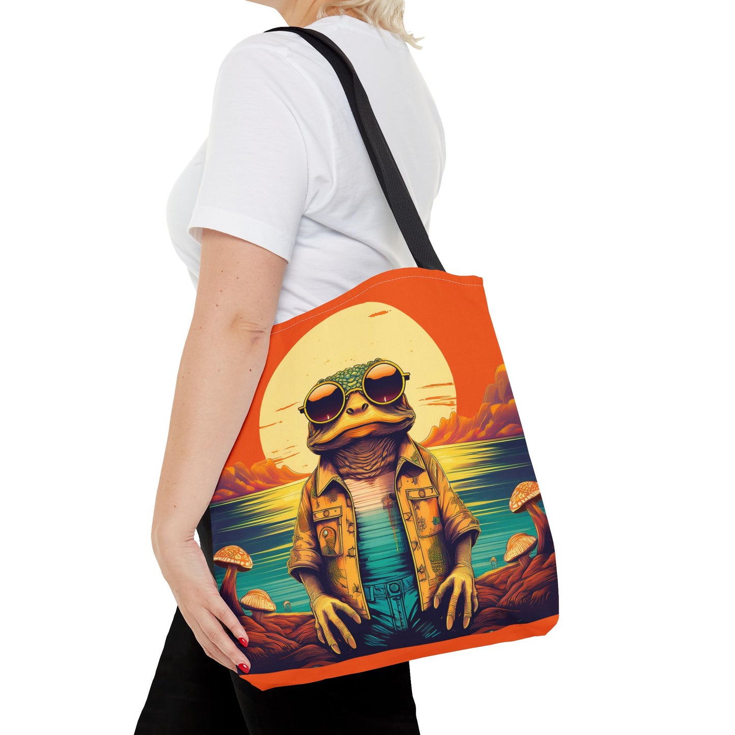 Trippy Twilight Toad Tote – Glow Through the Day with Psychedelic Magic