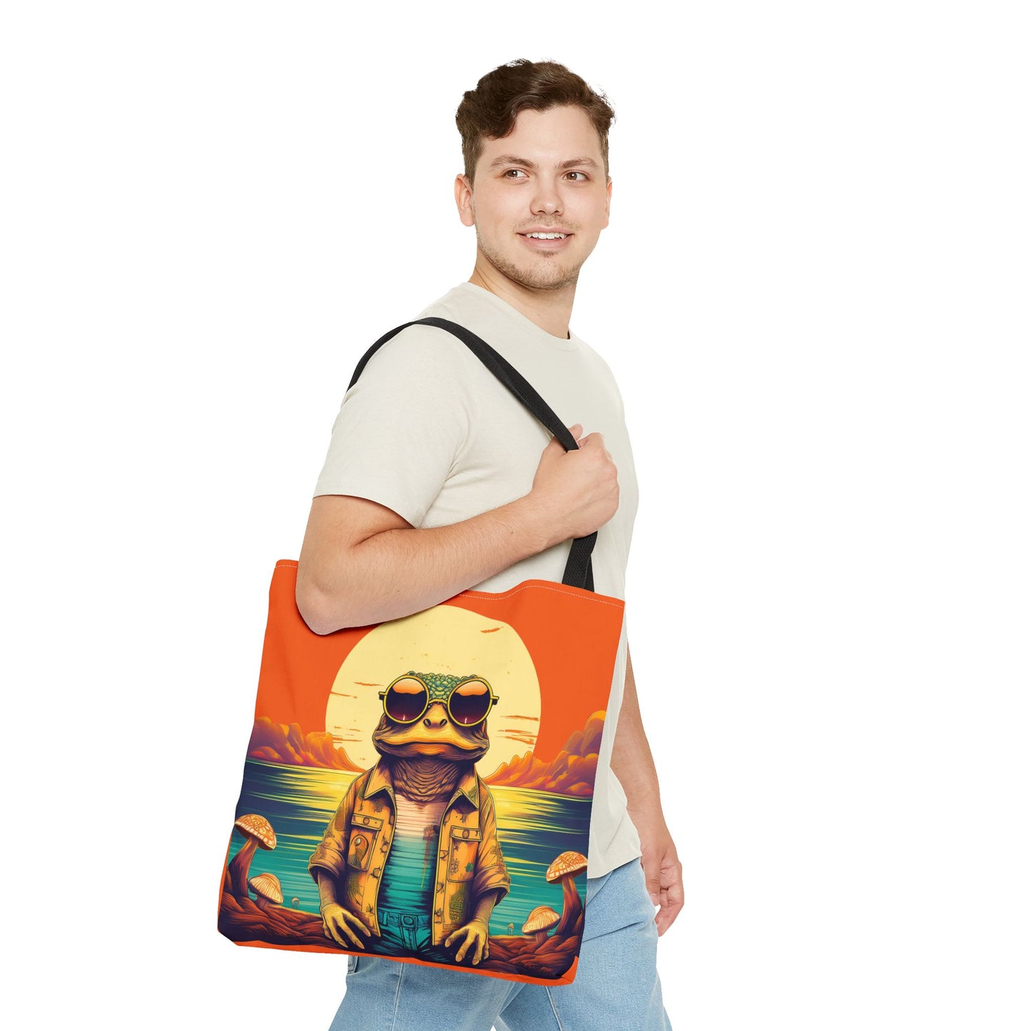 Trippy Twilight Toad Tote – Glow Through the Day with Psychedelic Magic