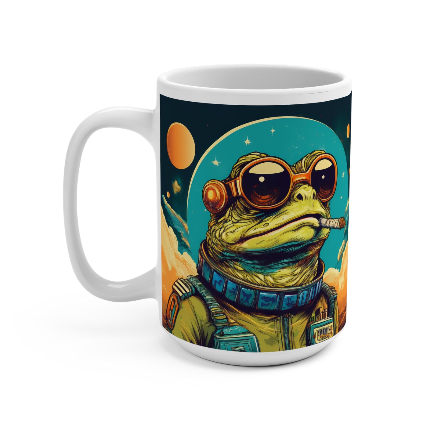 Space Smoker Toad Mug – Sip with Stellar Style | 15oz Retro Space Mug