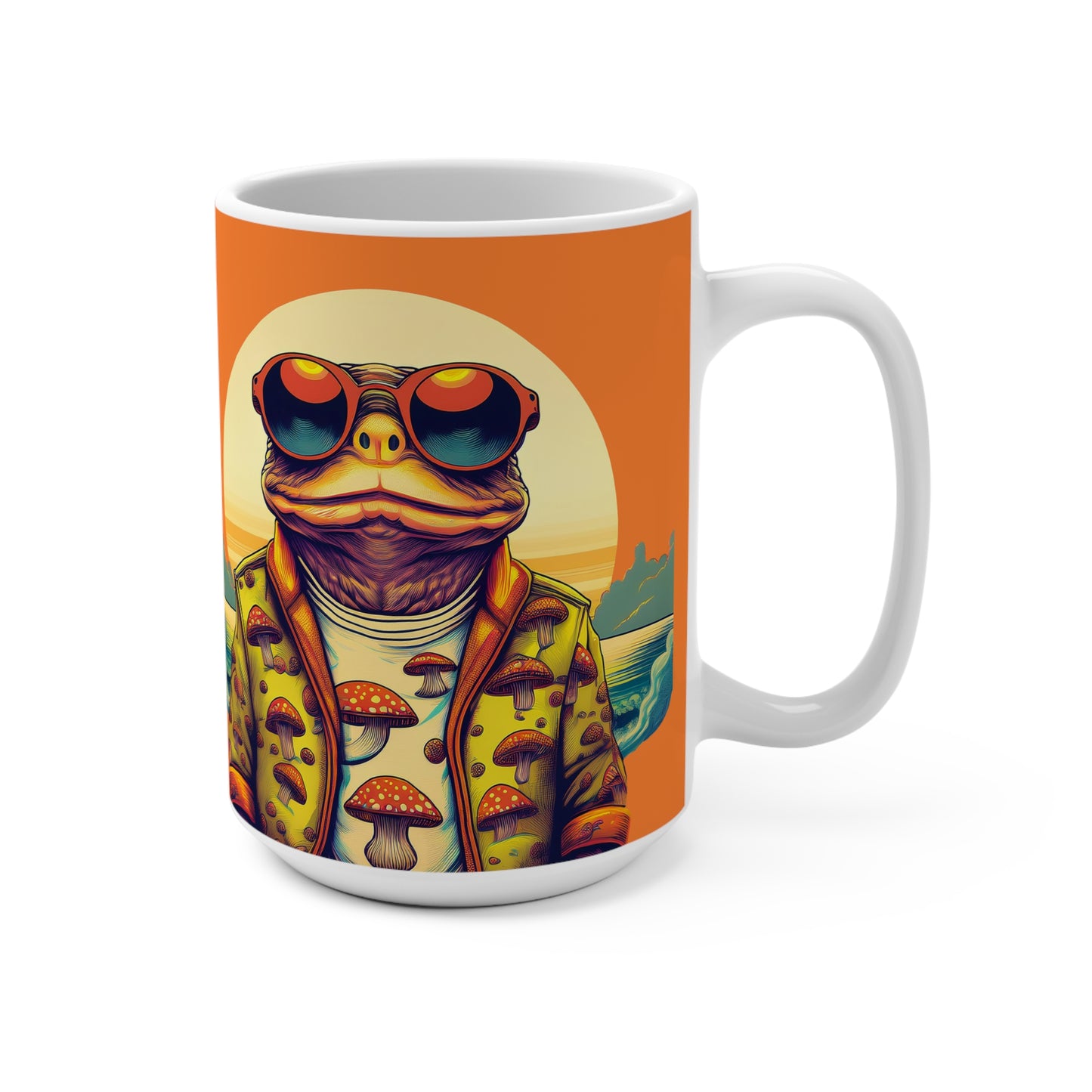 Golden Glow Toad Mug – Energize with Psychedelic Sunshine | 15oz Ceramic Mug