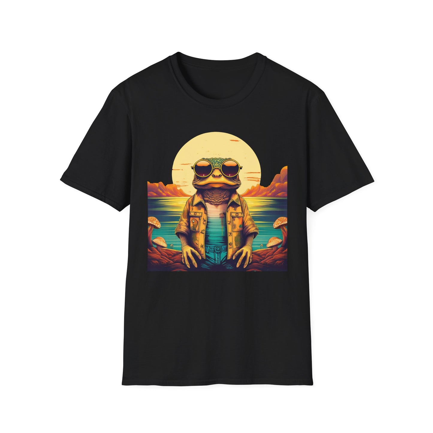 Trippy Twilight Toad Tee – Glow in Psychedelic Magic | Festival Essential