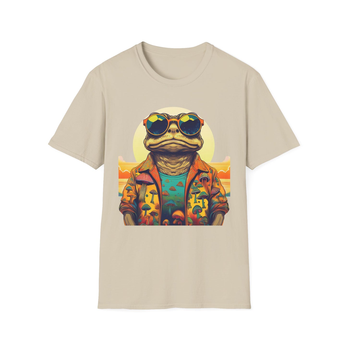 Sunset Shroom Toad Tee – Immerse in Psychedelic Bliss | Festival Essential