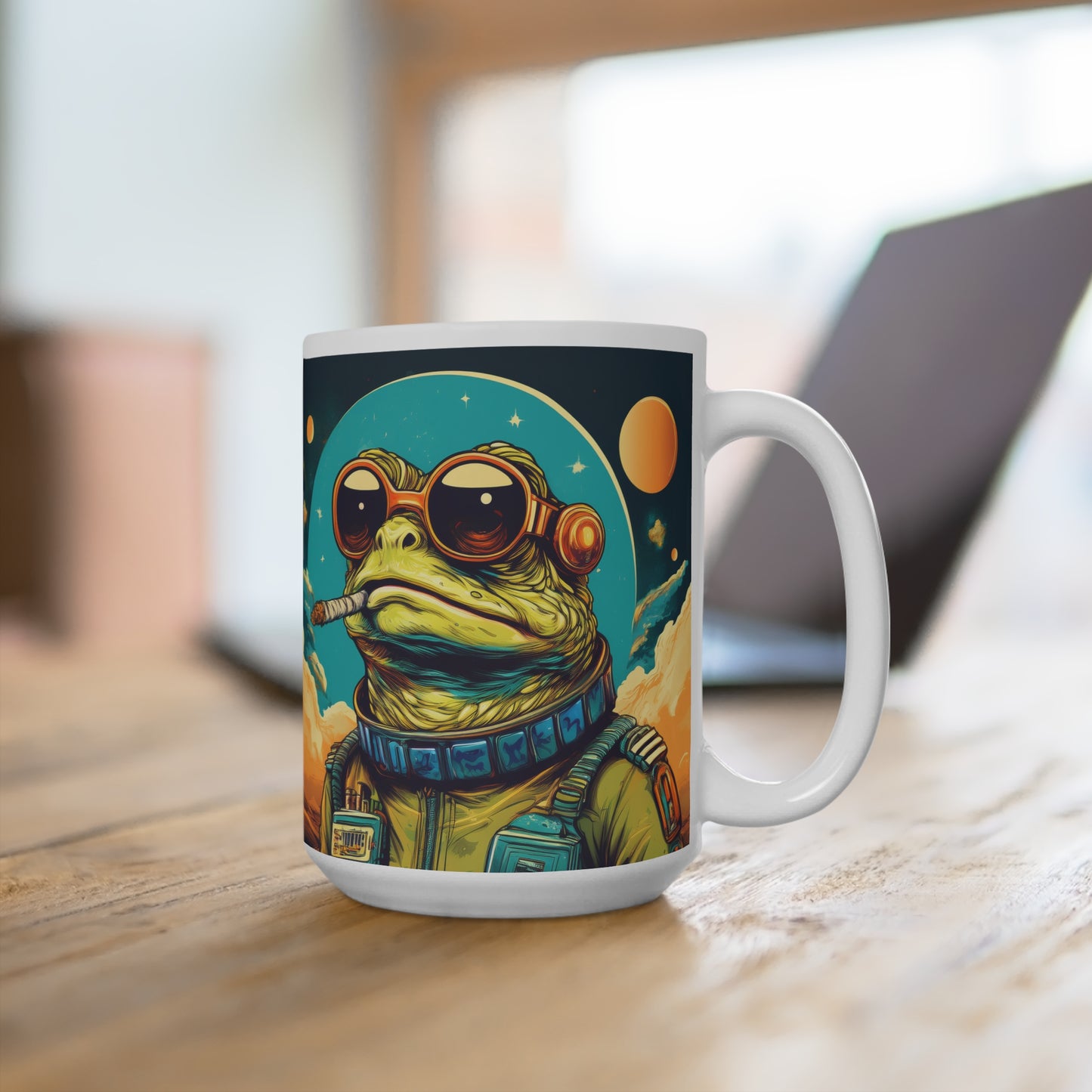 Space Smoker Toad Mug – Sip with Stellar Style | 15oz Retro Space Mug