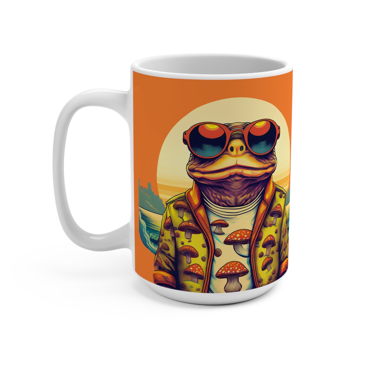 Golden Glow Toad Mug – Energize with Psychedelic Sunshine | 15oz Ceramic Mug