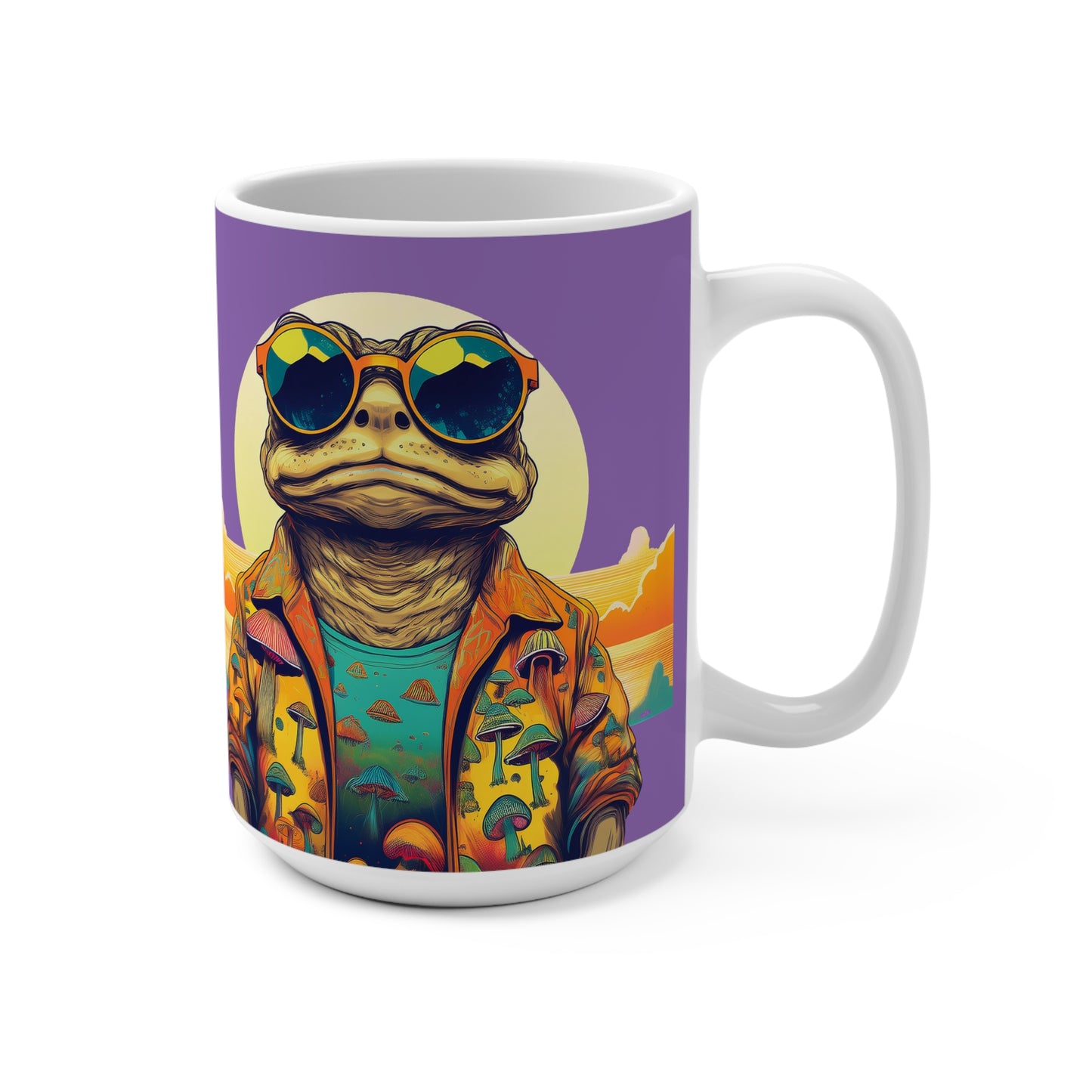 Sunset Shroom Toad Mug – Wake Up to Psychedelic Wonders | 15oz Ceramic Mug