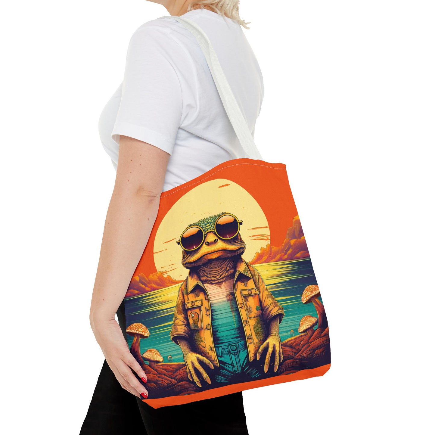 Trippy Twilight Toad Tote – Glow Through the Day with Psychedelic Magic