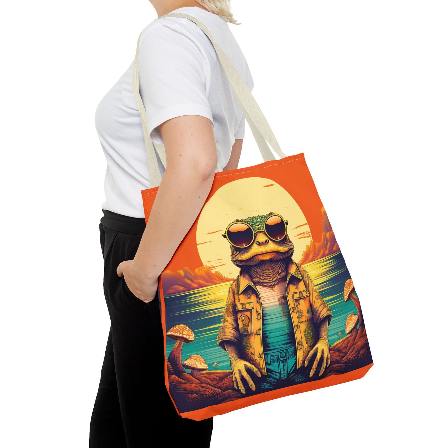 Trippy Twilight Toad Tote – Glow Through the Day with Psychedelic Magic